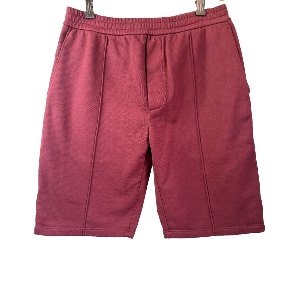Prada Men's Burgundy Cotton French Terry Sweat Shorts Logo Italy Size S